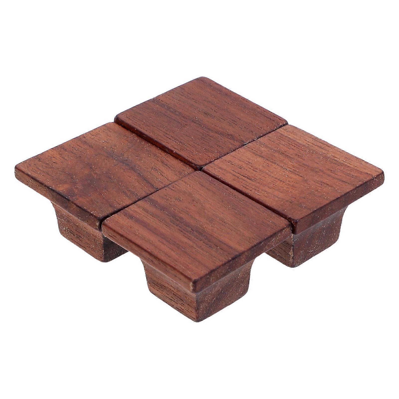 Solid Wood Cabinet Handle Square Drawer Knobs Pulls Handles for Home 4Pcs