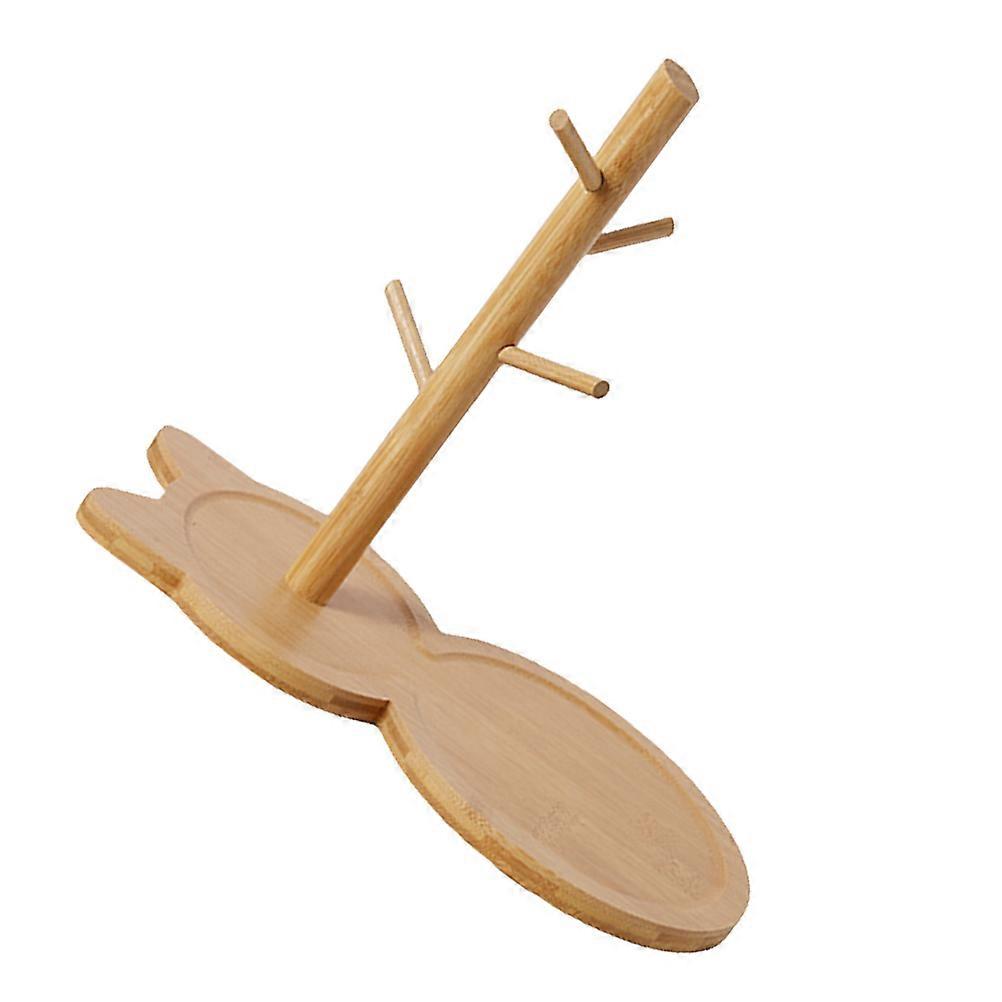 Light Brown Key Holder Tray Wooden Ring Holder for Storage Use