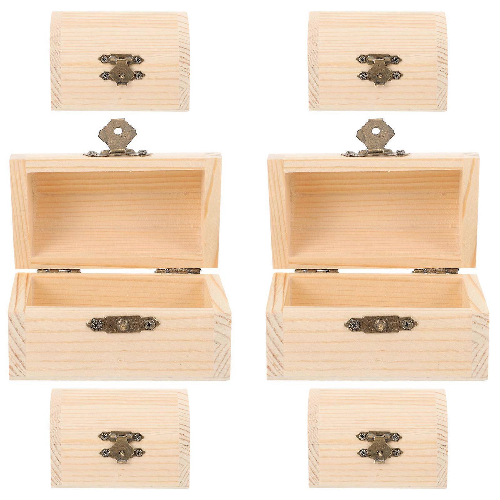 Arched Lock Case for Storage Use 6Pcs Beige Wooden -Function
