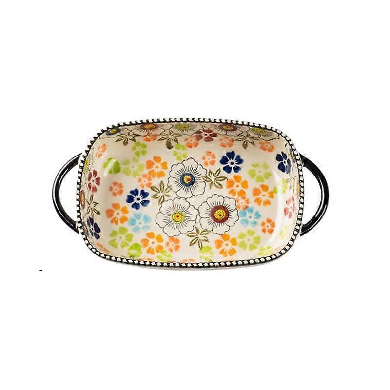 Ceramic Baking Dish 600ml Rectangular Lasagna Pan with Easy Grip Handles Oven and Microwave Safe