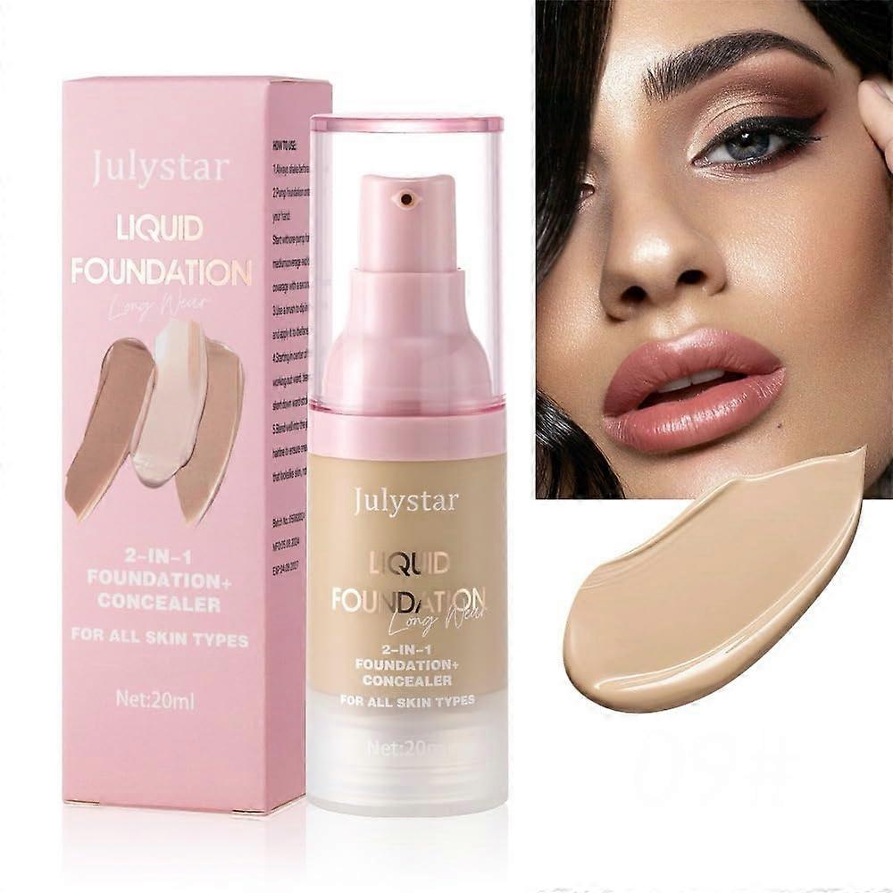 2 in 1 Liquid Foundation and Concealer, Medium to Full Coverage, Hydrating, LongLasting, 10 Colors