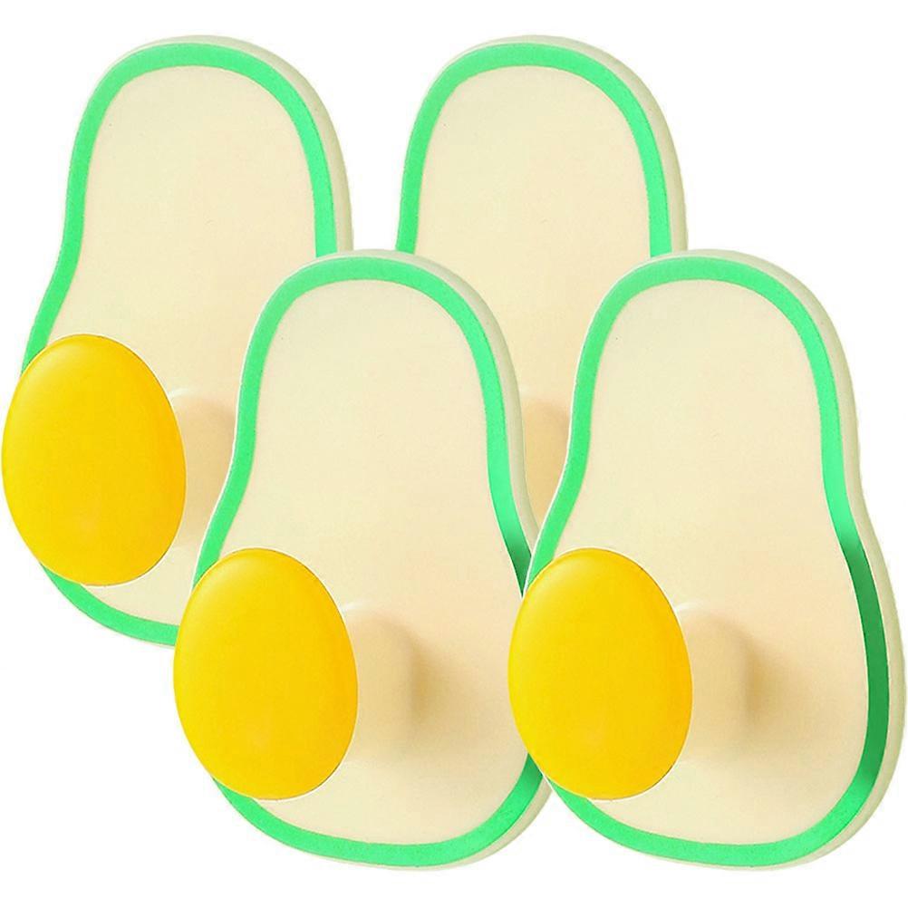 Cartoon Wall Hooks Avocado Coat Hook for Kitchen Use 4Pcs Set