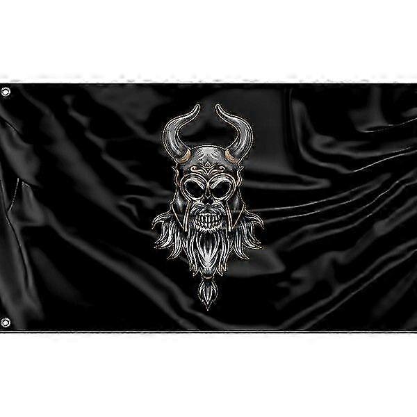 Viking Skull With Horns Flag |