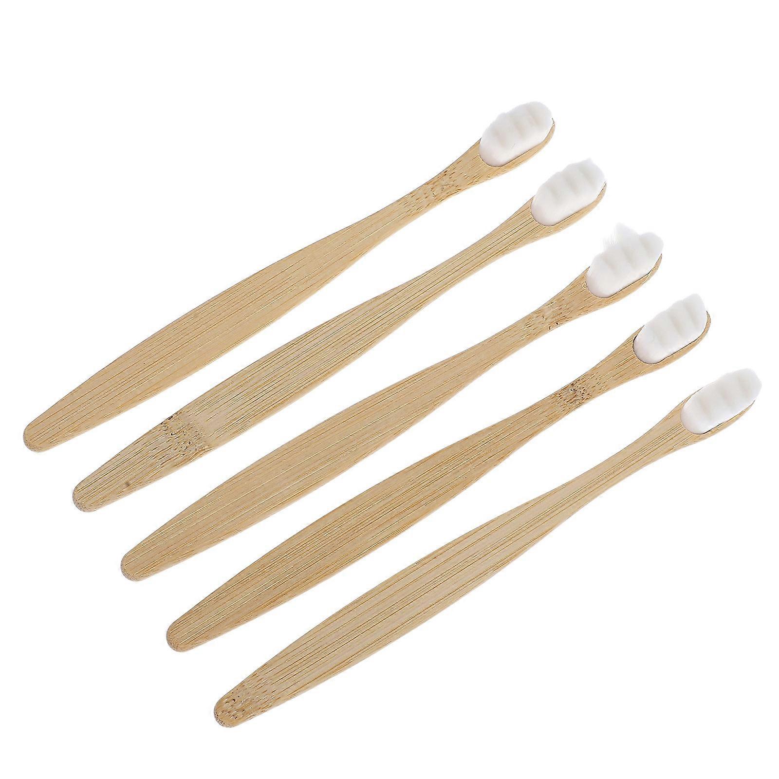 Beige Round Tail Toothbrush for Soft Brushing 5Pcs Pack for Adults