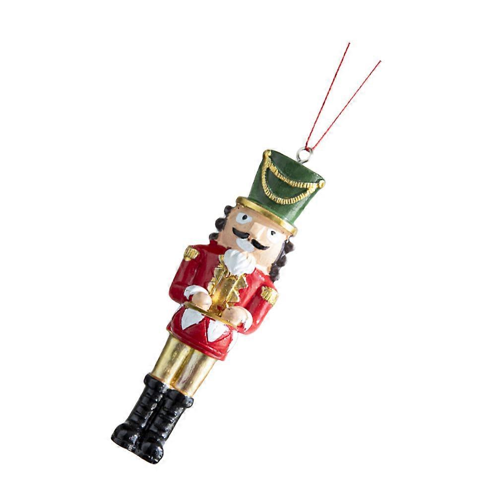 Festive Nutcracker Hanging Decor for Christmas 2Pcs Resin Tree Ornaments Green