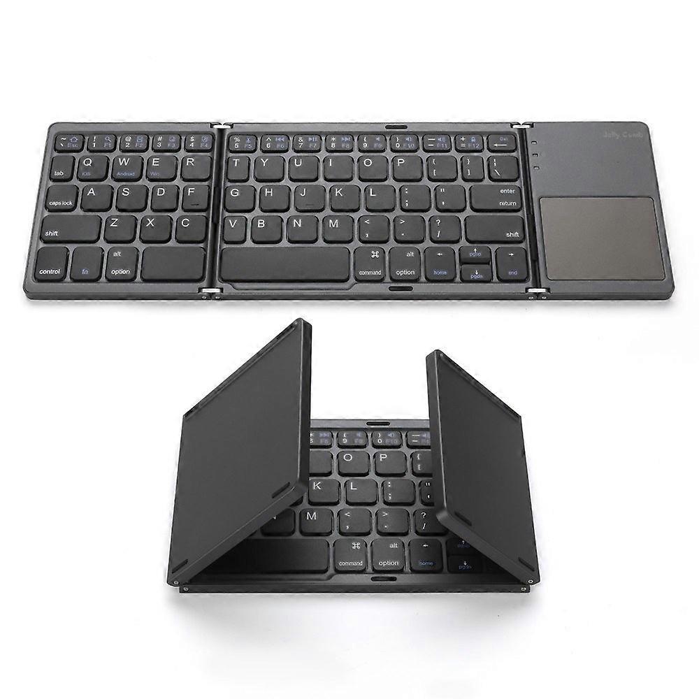 Wireless Bluetooth-Compatible Keyboard Mini Tri-Fold Keyboard with Touchpad for Tablet Phone Compute