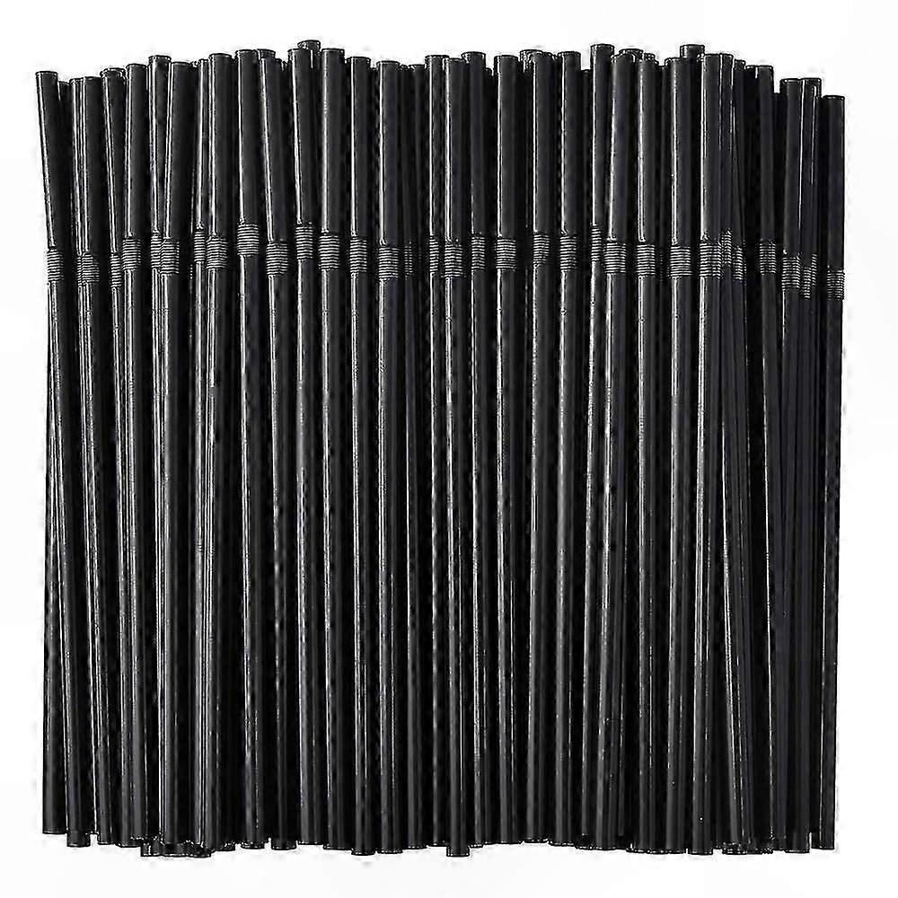 500/200/100pcs Flexible Bendy Black Drinking Straws Plastic Disposable Straws
