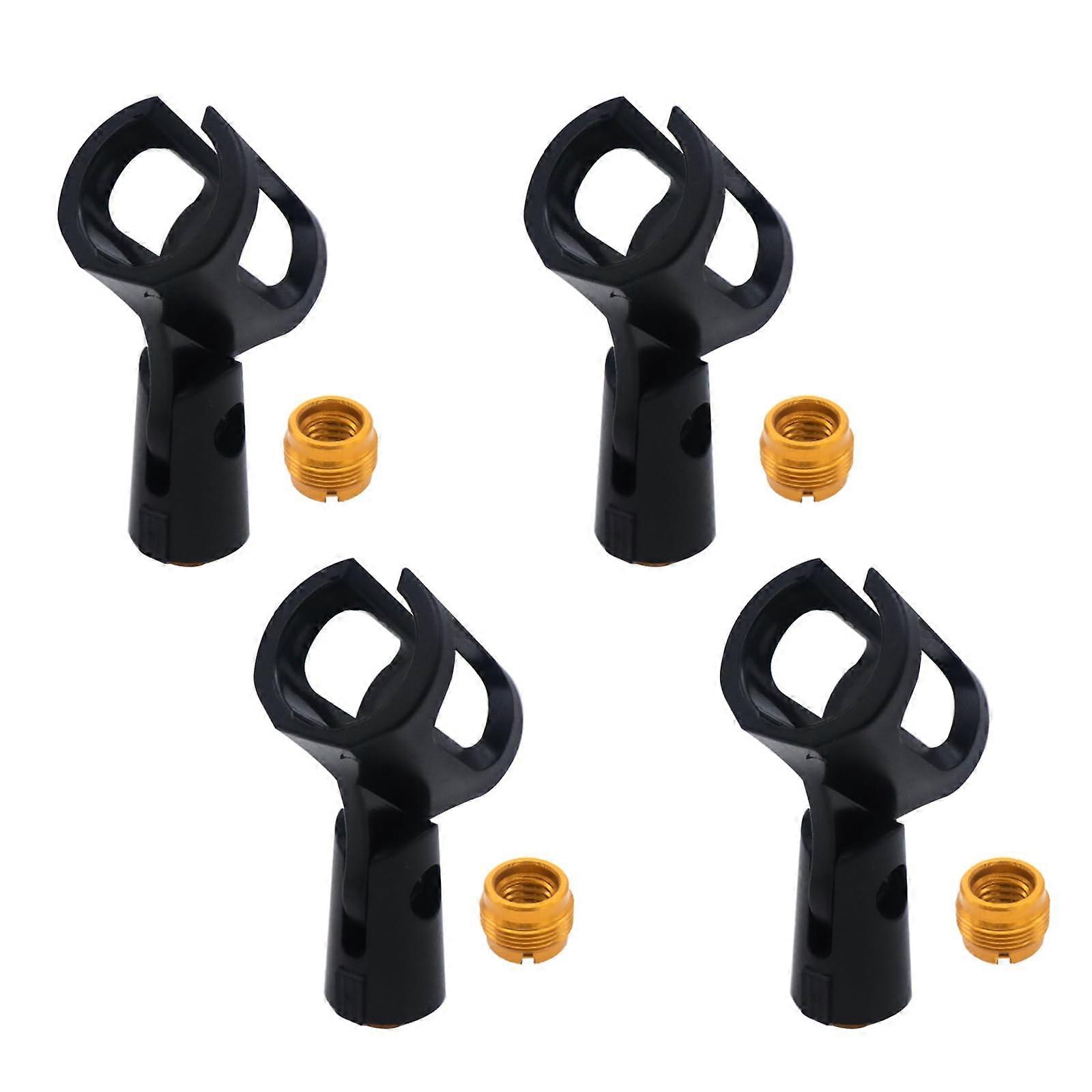 4Pcs Adjustable Microphone Clip with Shockproof Rubber Grip, Fits 2932mm Mics, Black