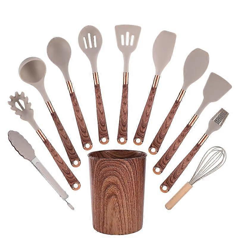 12Piece  HeatResistant Silicone Kitchen Utensil Set with Elegant Organizer