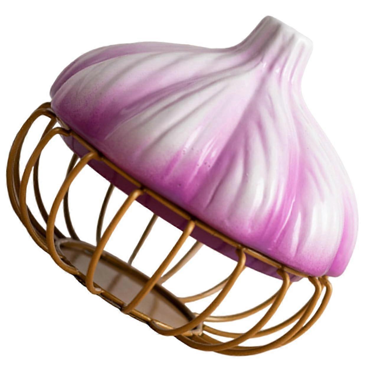 Garlic Keeper with Lid Garlic Shape MultiFunction Kitchen Storage Basket for Eggs Snacks Fruit