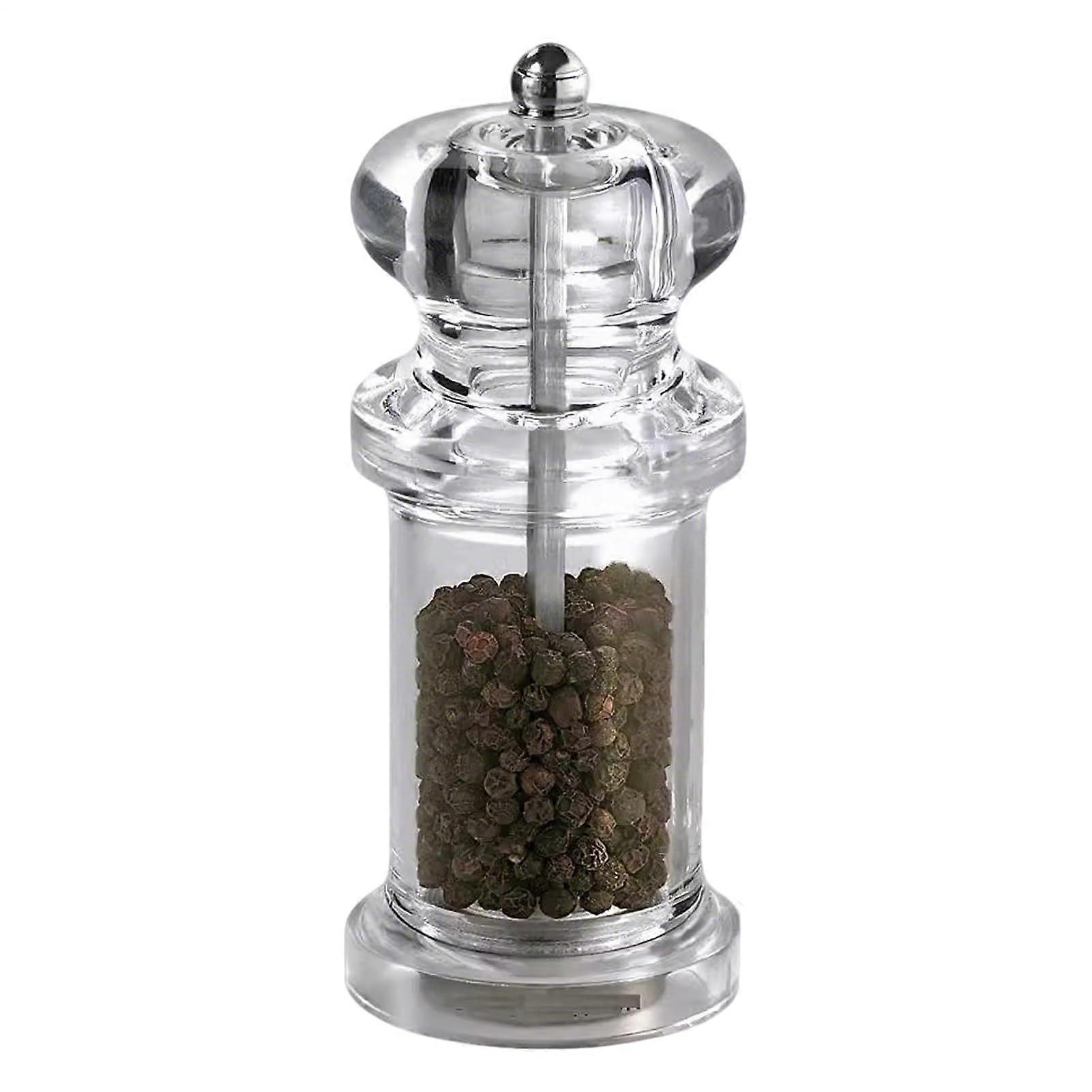 Salt and Pepper Grinder with Adjustable Ceramic Core, Refillable Transparent Spice Mill for Kitchen and BBQ