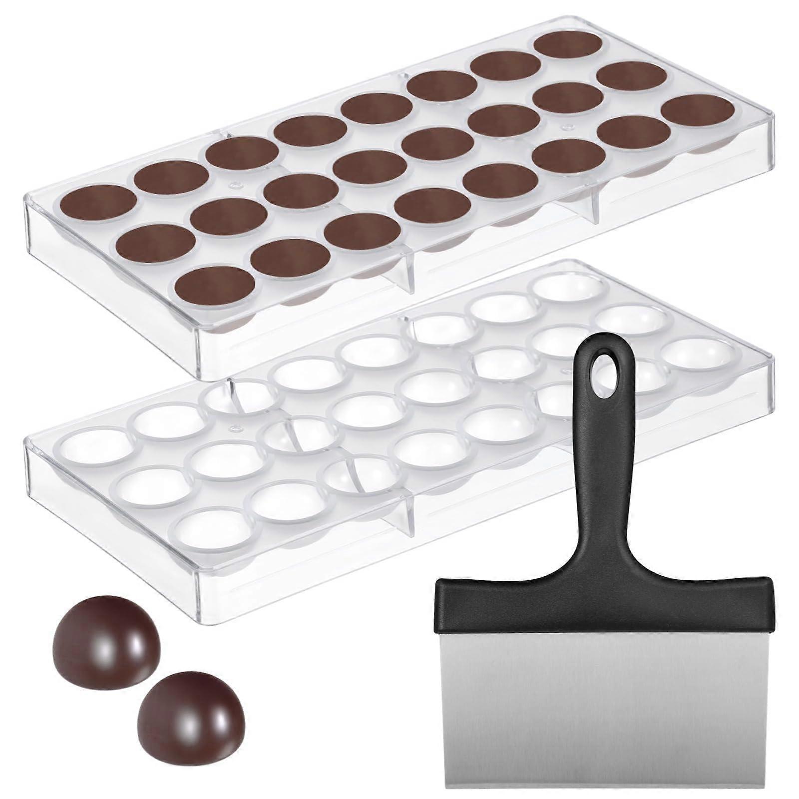 Polycarbonate Chocolate Mold with Scraper, Half Sphere Candy Mold for Consistent Truffles