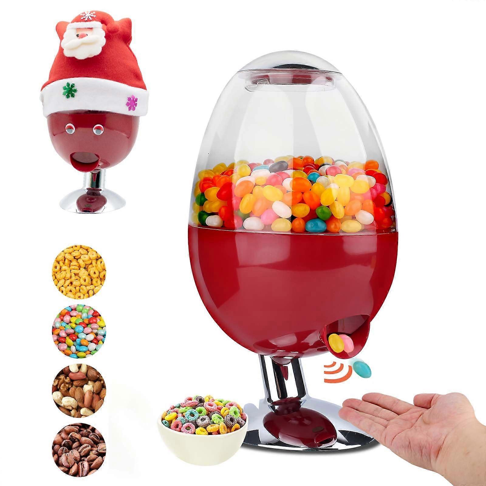 Red Automatic Candy Dispenser with Motion Sensor, 3 Portion Modes, Retro Countertop for Home and Office