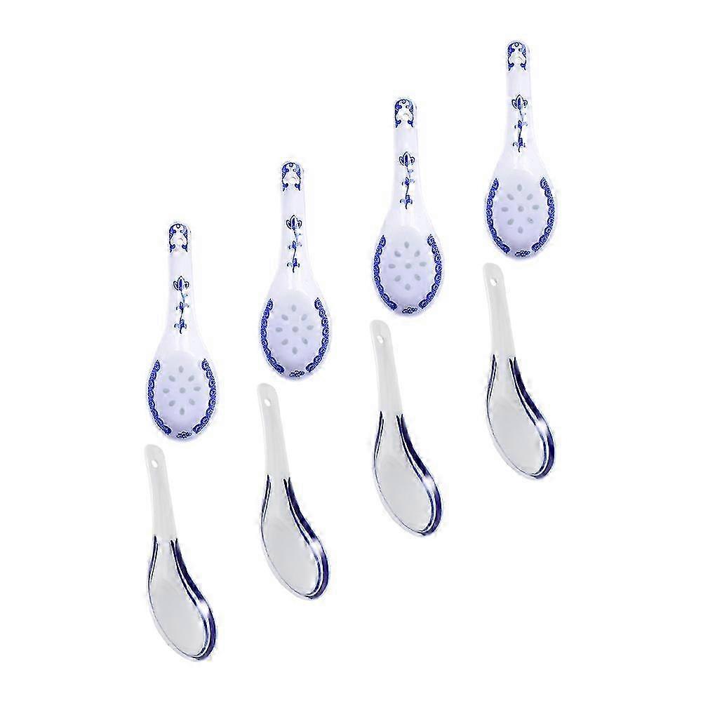 Eating Spoons Ceramic Material Appetizer Scoop 13.5X4.5CM Tableware 8Pcs