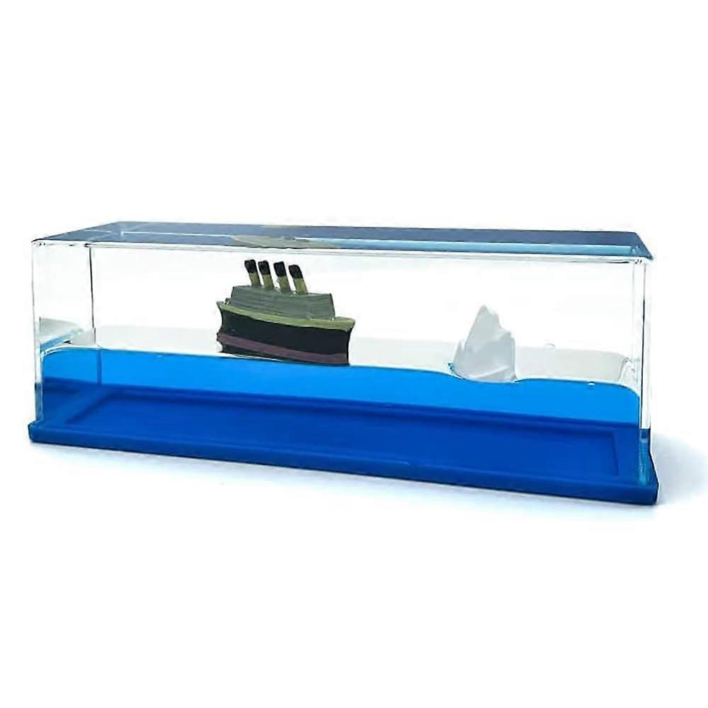 Titanic  in a Bottle Unsinkable Replica with Stress Relief Wave Motion Desk Decoration