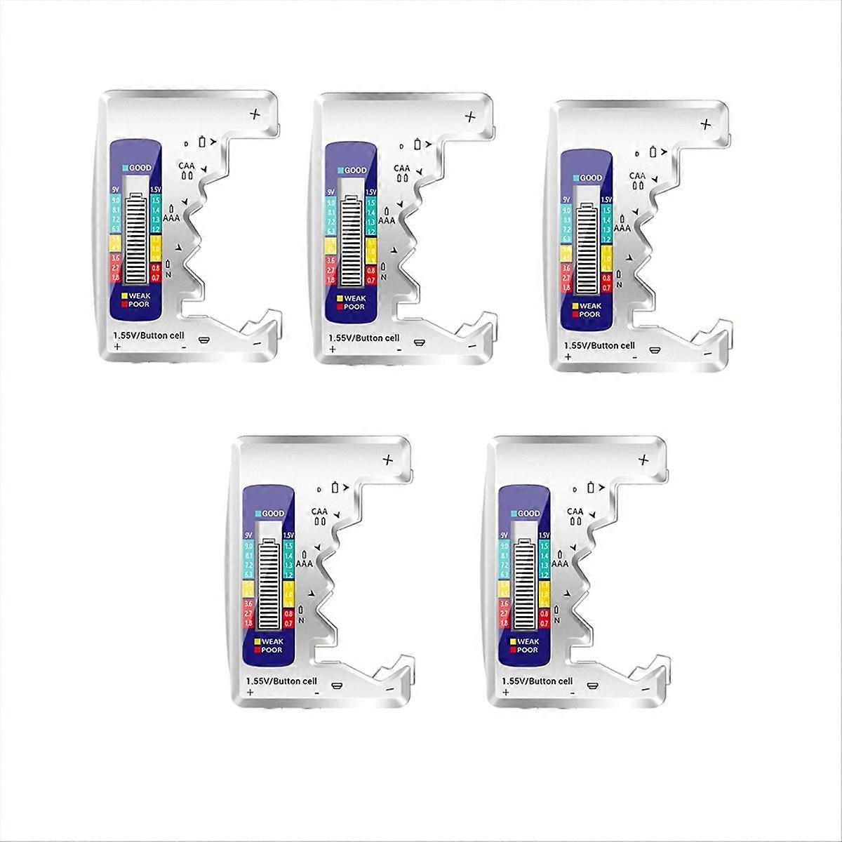 5Pcs Digital Battery Tester LCD Display AA/AAA/9V/1.5V,B
