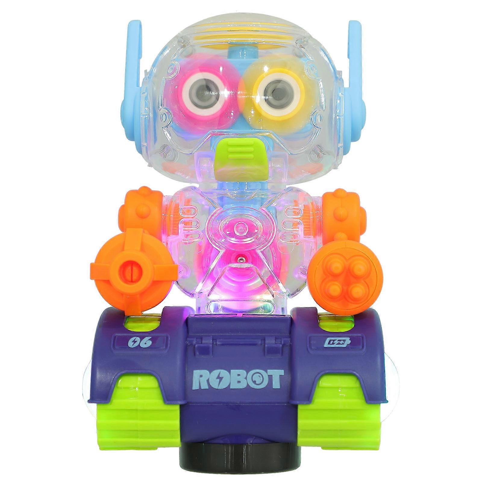 Electric Transparent Gear Robot Toy with Walking Function and Music