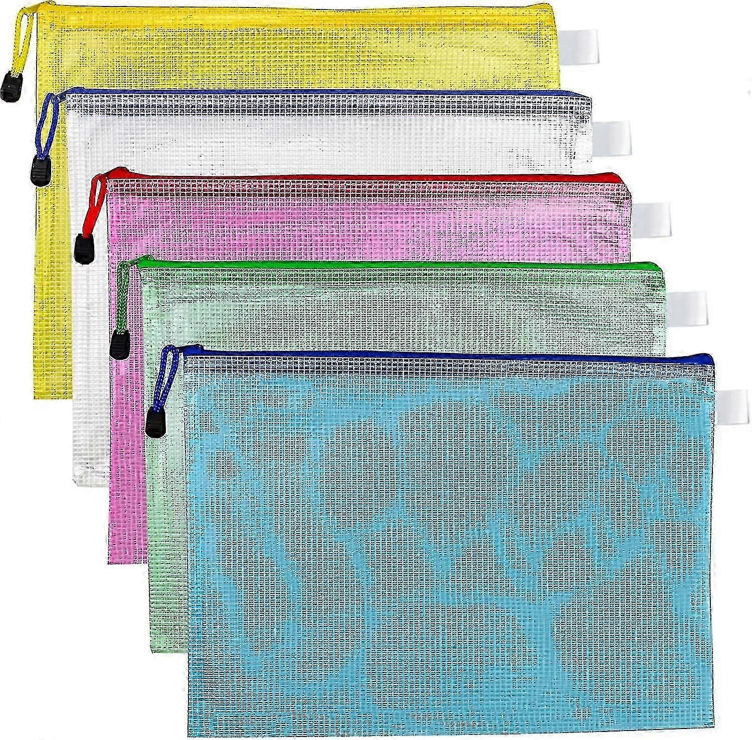 5pcs Plastic Wallets A4 File Folder Document Zipper Bags A4 Zip Bag