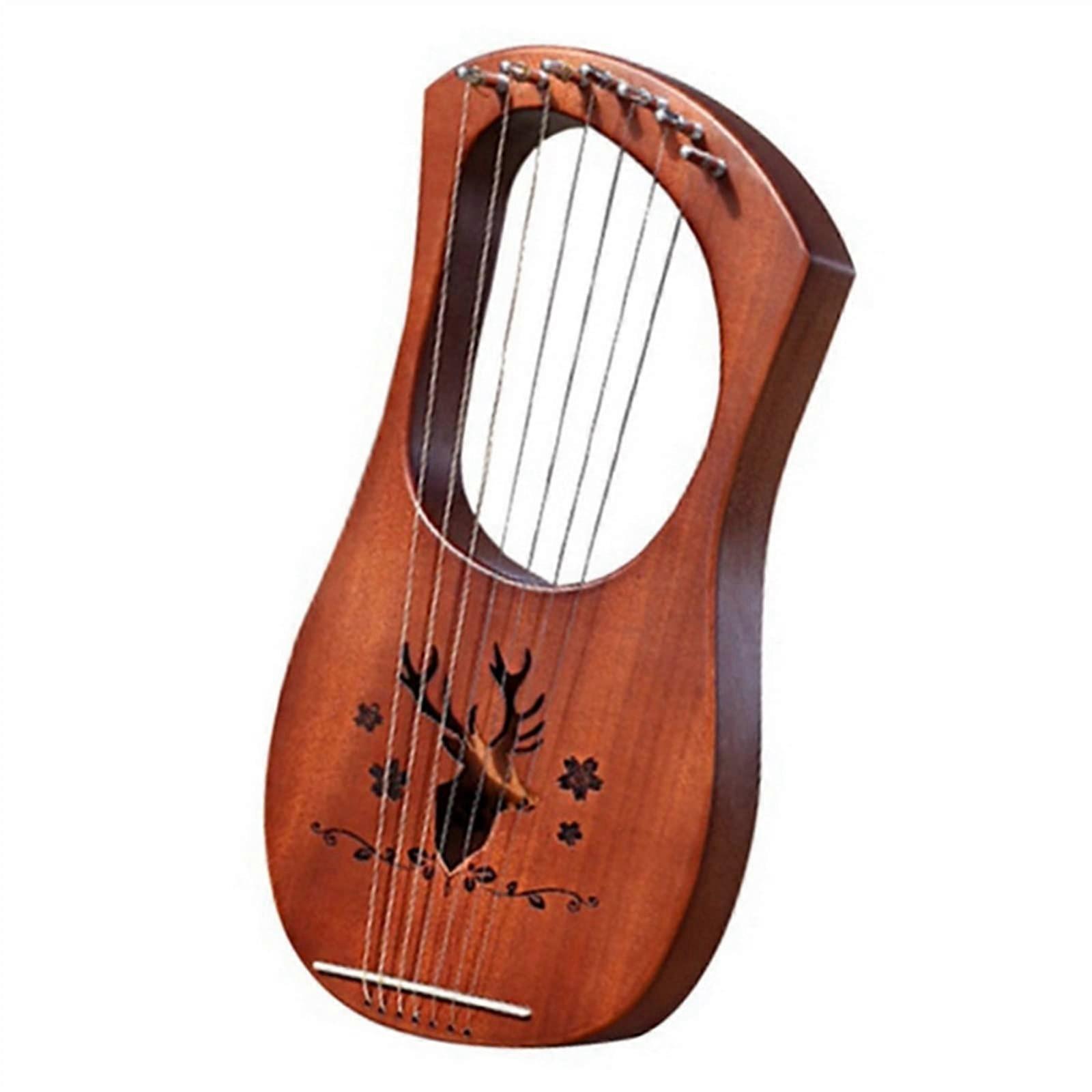 7 String Lyre Harp Solid Mahogany Warm Tone Beginner Friendly Musical Instrument