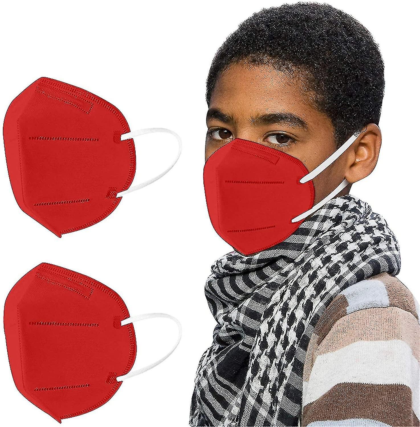 10 Pieces Children's Printed Face Mask - Multicolored (red)