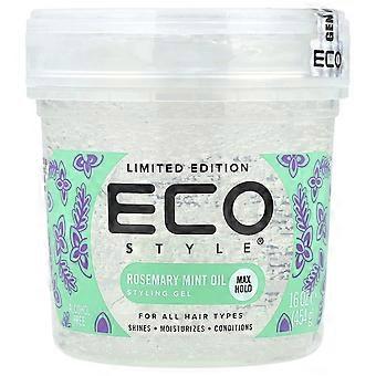 Eco Style, Styling Gel, Max Hold, For All Hair Types, Rosemary Mint Oil, 16 oz (454 g), 4-Pack