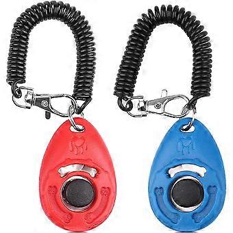 Dog Clicker Clicker with Large Button 2 Piece Dog Clicker Set for Dog Training Dog Training Also for Cats Horses (Red and Blue)
