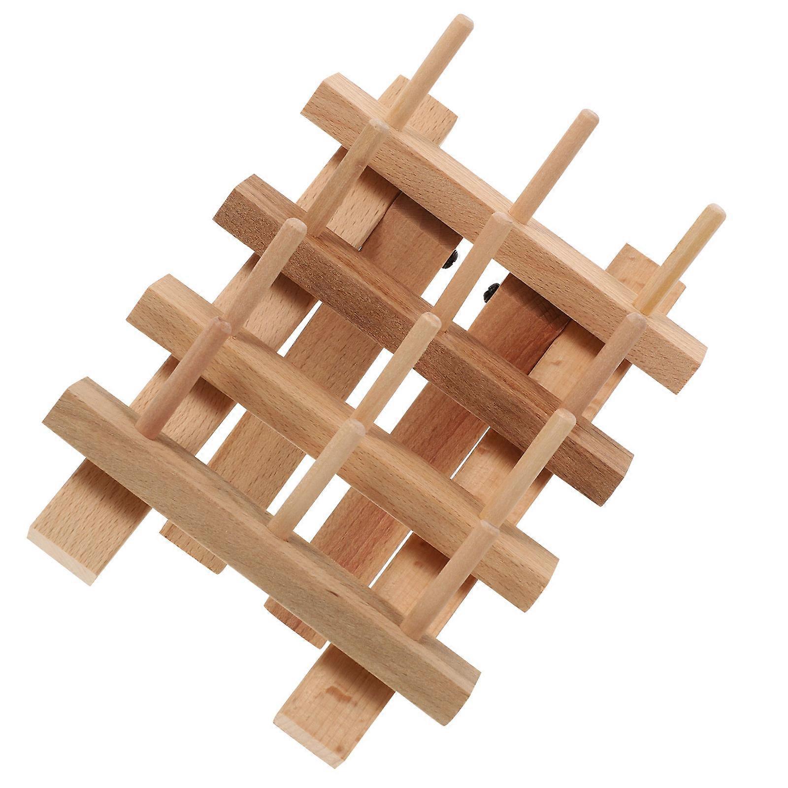 Beech Wooden Folding Thread Rack for Storage with Folding Legs