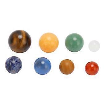 8Pcs Solar System Planets Crystal Stone Finely Polished Palm Size Planet Stress Balls for Kids Education Meditation