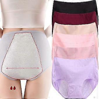Plus Size High Waist Leak-Proof Cotton Panties, Breathable Seamless Underwear for Women, 6 Pack