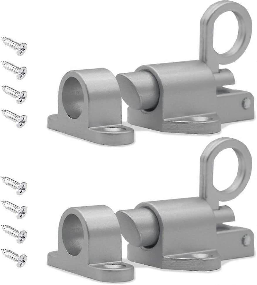 4 Pieces Door Lock, Window Gate, Security Pull Ring, Automatic Locking with Screw(Black and Silver)