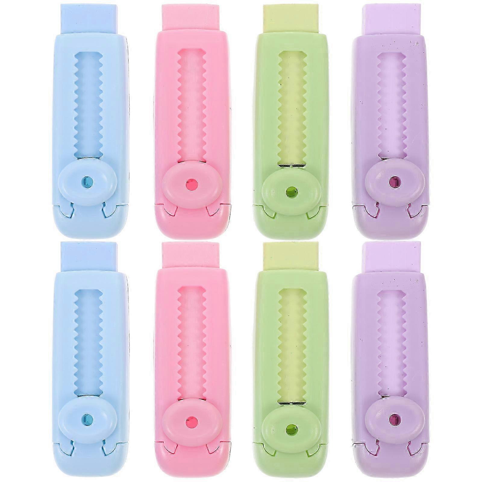 Retractable Erasers Sliding Retractable Erasers for Students 8Pcs Assorted colours
