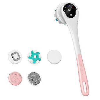 Electric Bath Brush Lazy Back Scrub Bath Scrubbing Brush Automatic Back Scrub Bath Brush with Long Handle Pink