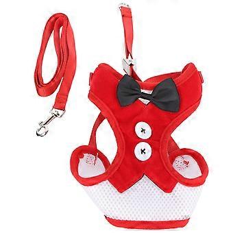 Cat Vest Type Harness with Adjustable Leash Pet EscapeProof Vest Strap for Walking(Red M)