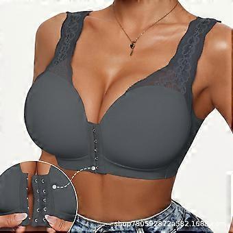 Women Sexy Lace Shoulder Strap Front Buckle Wireless Seamless Push Up Bra