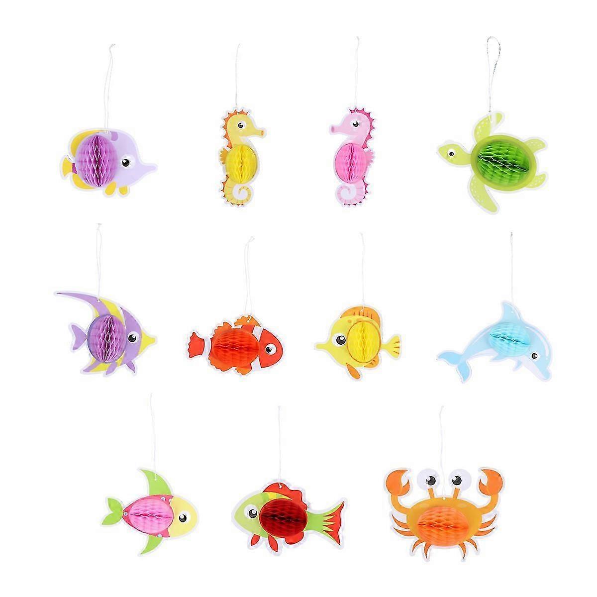 Assorted 11Pcs Marine Animals Honeycomb Shape Decor for Decor