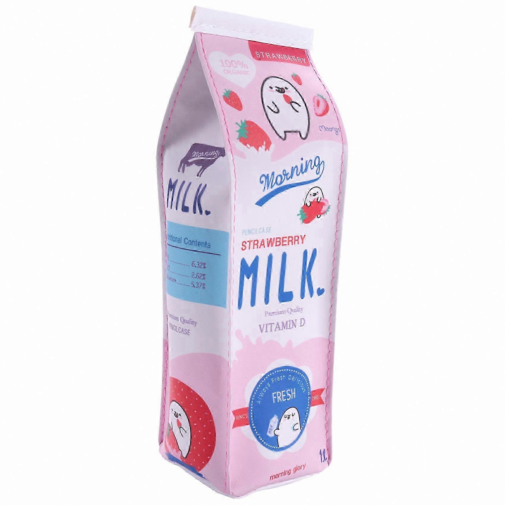 Student School Supplies Milk Simulation PU Pencil Case Red