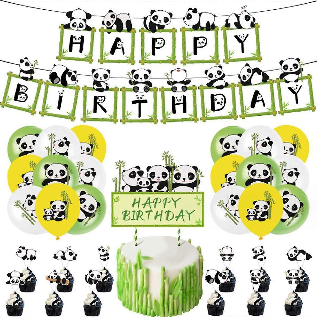 Panda Theme Birthday, Includes 1 Flag, 1 Cake Flag