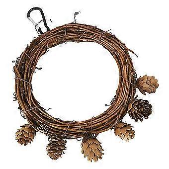Pet Bird Hanging Swing Toys, Rattan & Larch, Keep Birds Entertained, Relieve Cage Boredom, 3Pcs Pack, Assorted Color