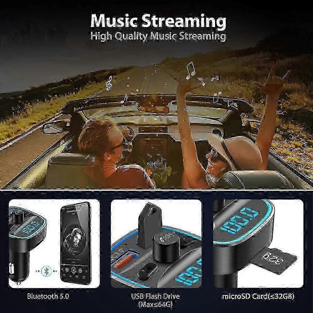Bluetooth FM Transmitter with QC3.0 & SD Playback
