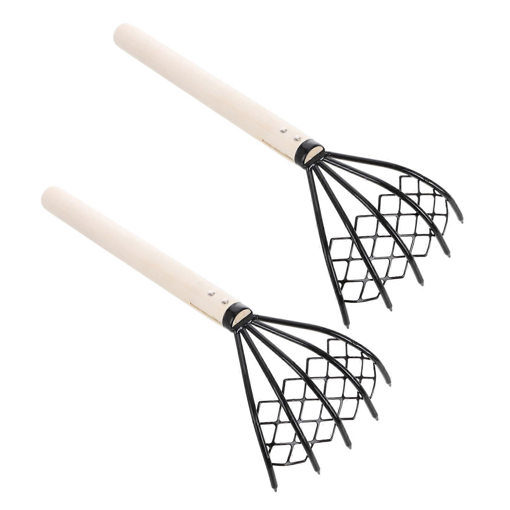 Clam Rake with Ergonomic Wooden Handle, FiveTooth Beach Digging Rake for Shellfish Harvesting
