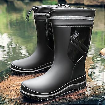 Men's Fashion Waterproof Shoes, Couple's Lace-Up Rain Boots, Gardening Boots, Portable, Slip-Resistant, Suitable for Hiking, Outdoor Work, Camping, Ga
