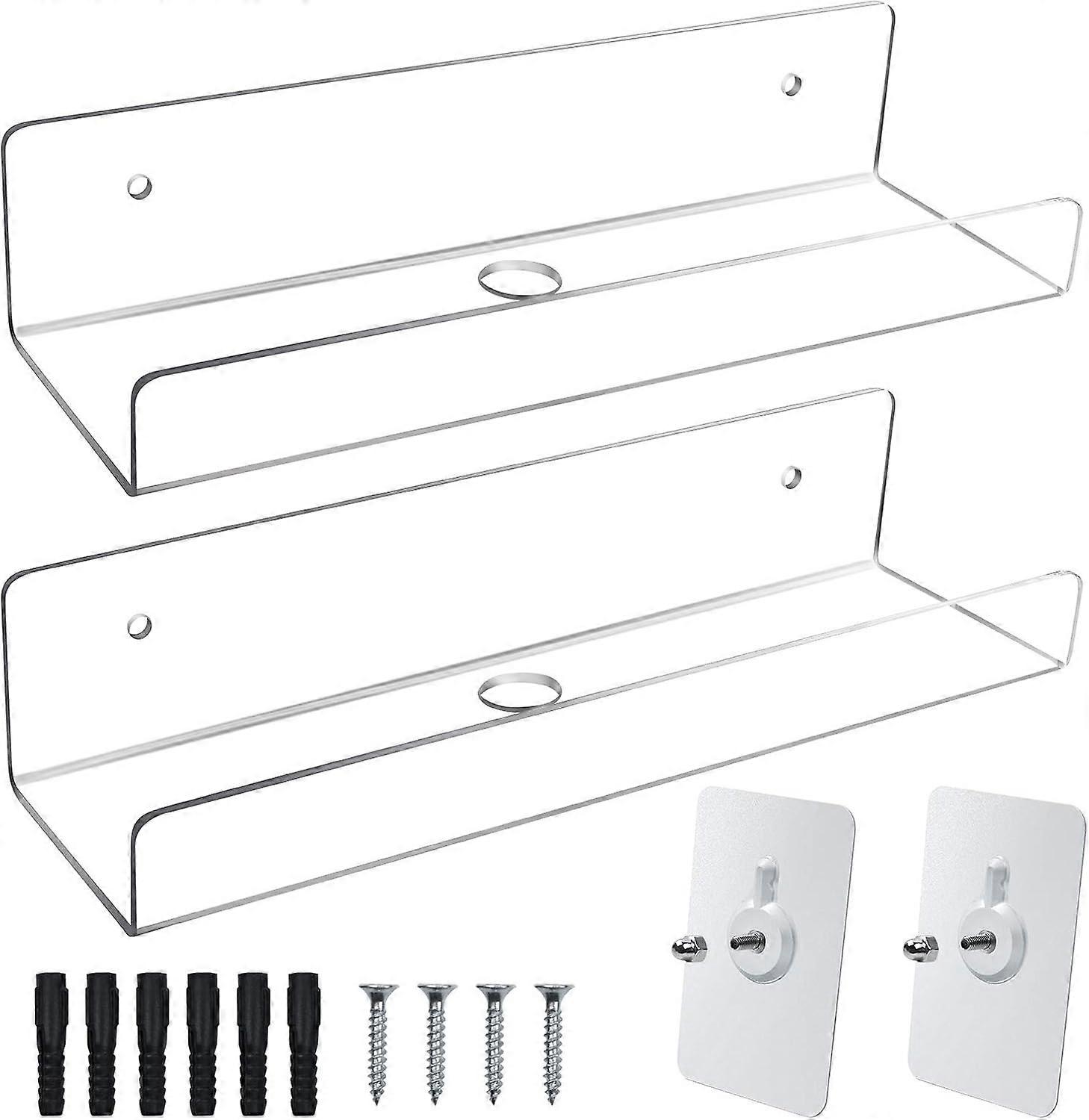 Clear Floating Shelves, Space-Saving, Durable Acrylic