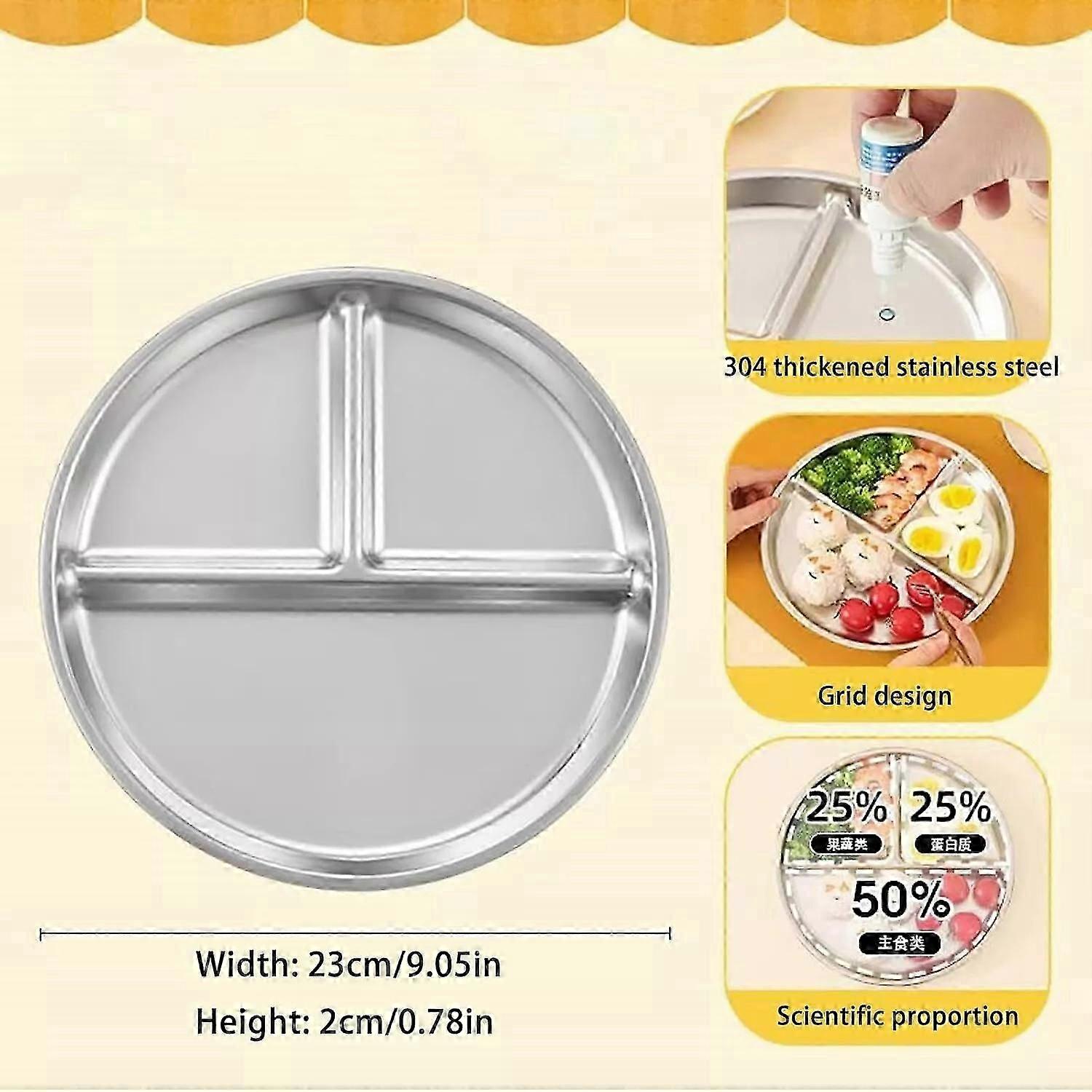 Stainless Steel Kids Dinnerware Plate Set Unbreakable