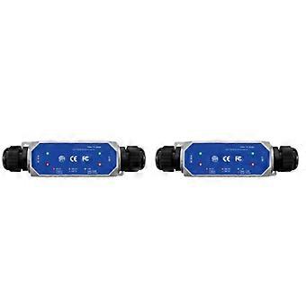 2X 2 Port Gigabit PoE Extender Outdoor IP67 Waterproof 1000M POE Repeater IEEE802.3af/At/Bt Plug&Play 48V 120W-SNNGV