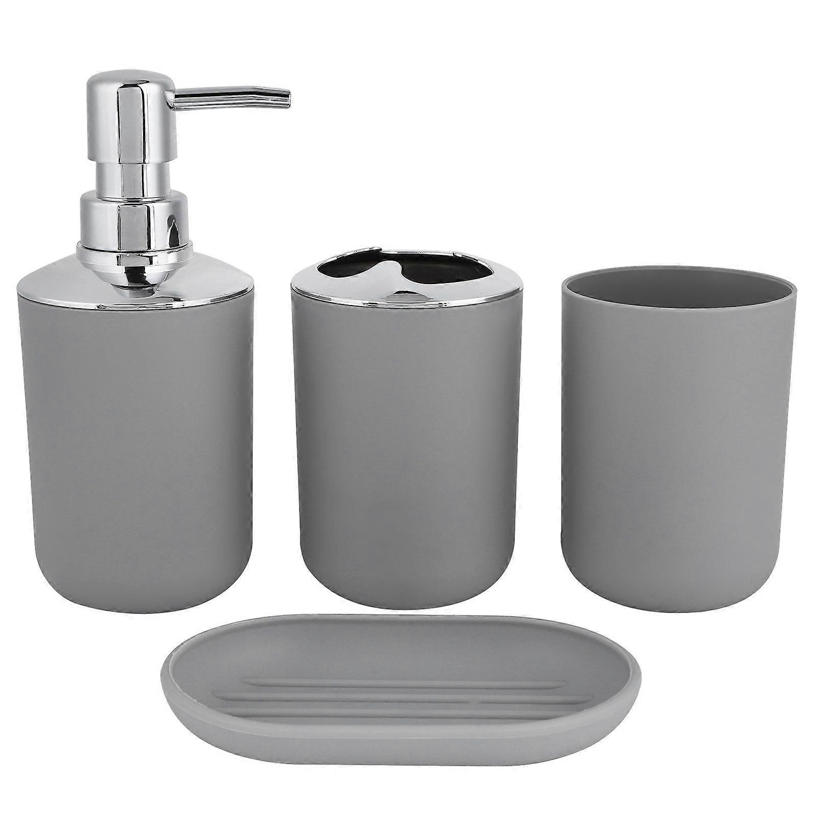 Modern Grey 4-Pc Bathroom Set Plastic