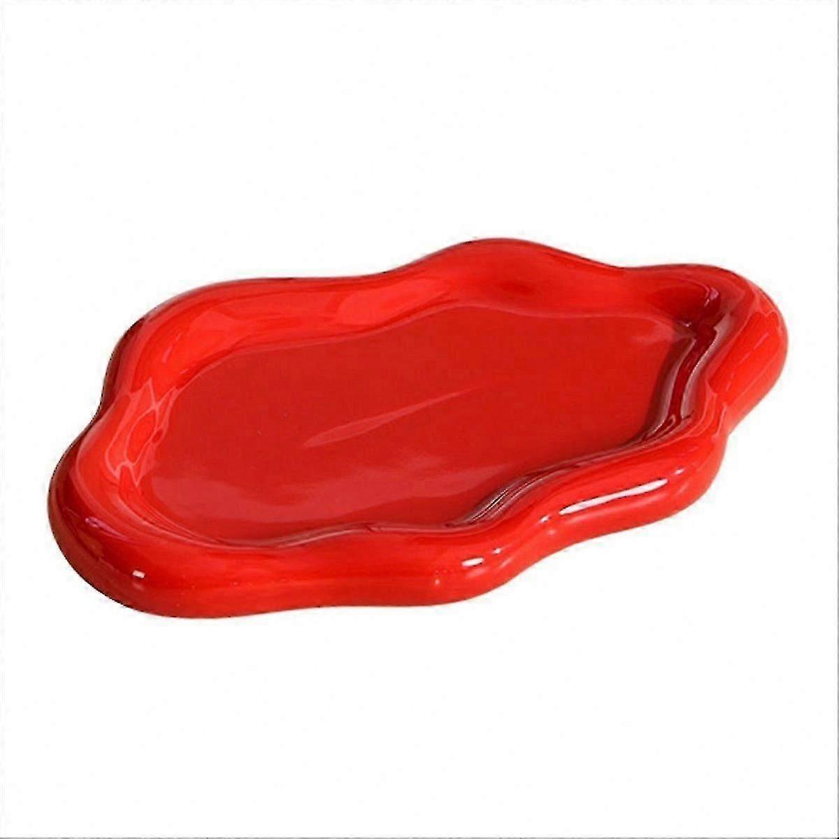 C-Red Cloud Ceramic Tray 16x26cm