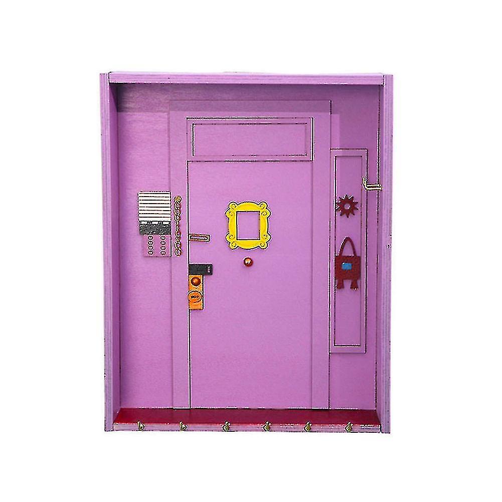 Wooden Purple Door Key Holder Hooks Wall Hanger Shelf Box 6 Hooks