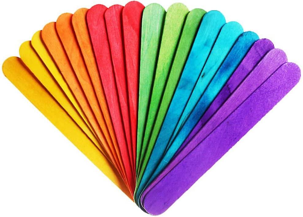 100 Pcs 6 Colored Jumbo Wood Craft Sticks
