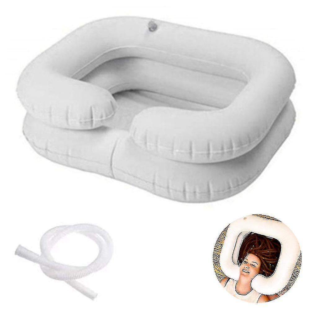 1 Pcs Inflatable Shampoo Basin For Bedside(white) (ls)