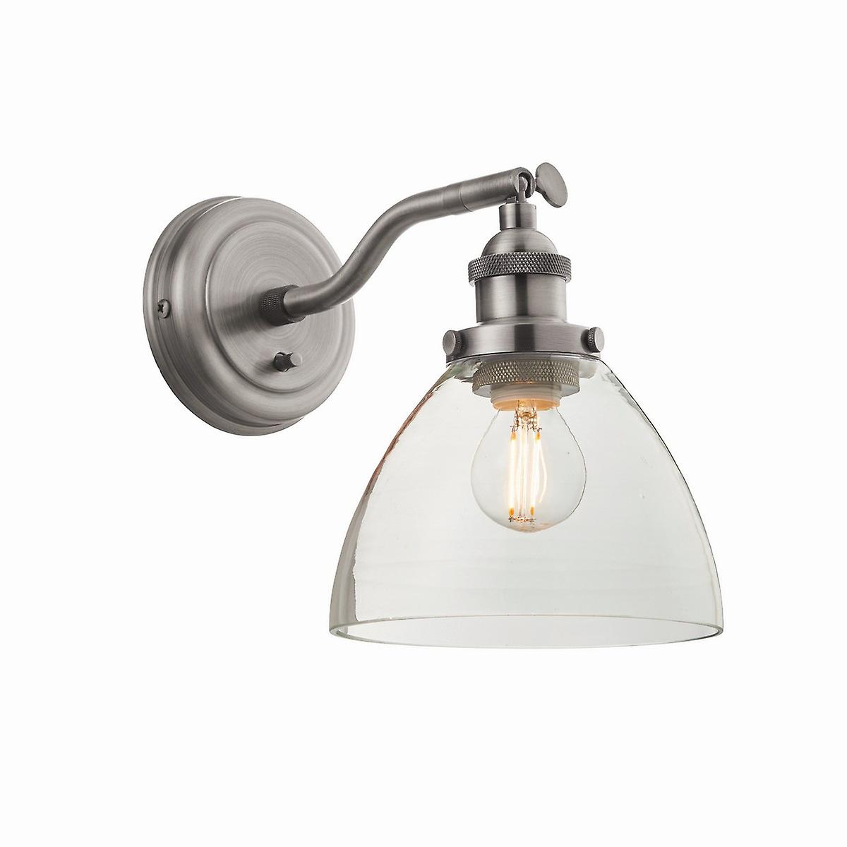 Dome Wall Lamp Brushed Silver Paint, Clear Glass